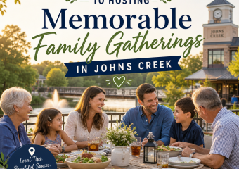 Family enjoying an outdoor gathering in Johns Creek, with a relaxed backyard celebration atmosphere