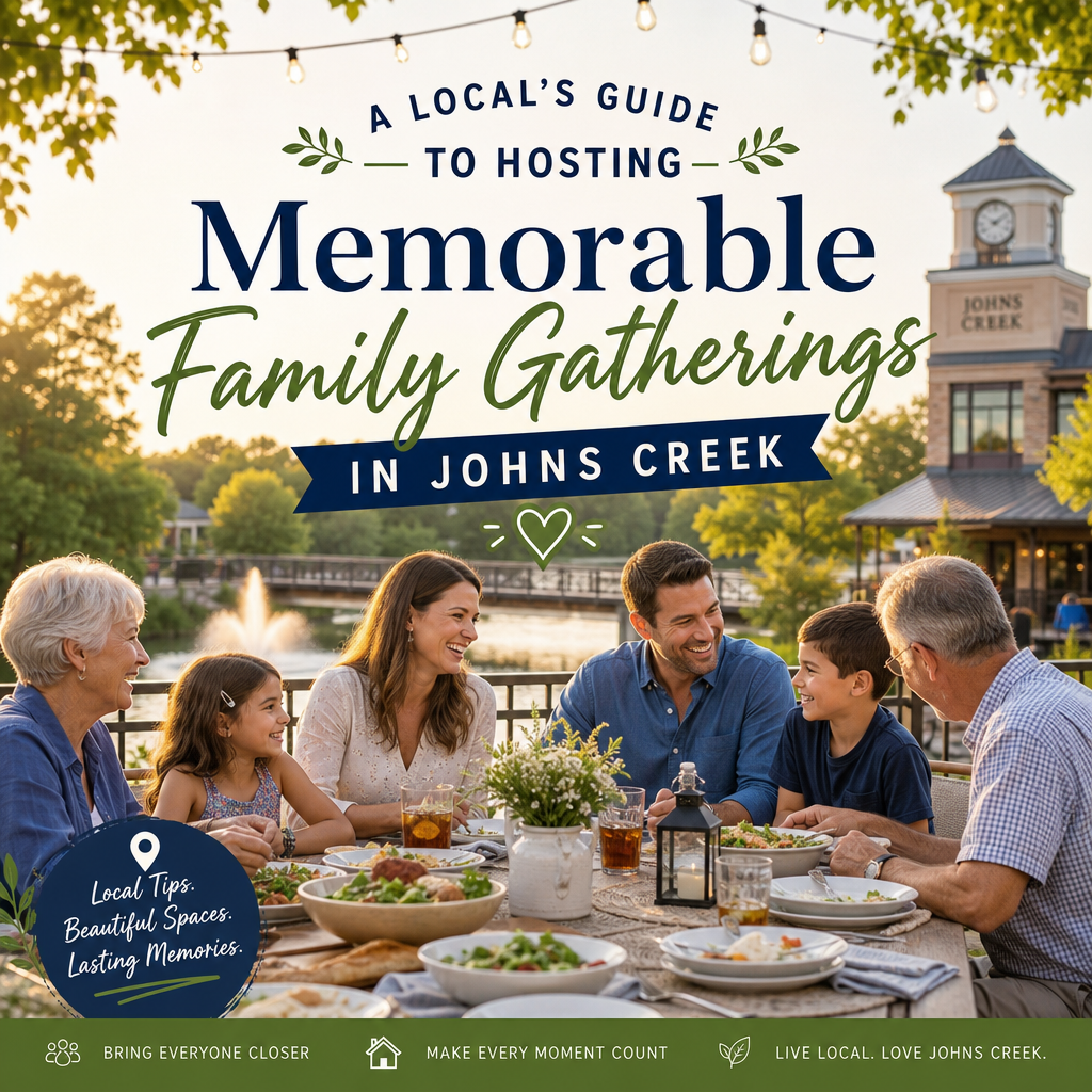 Family enjoying an outdoor gathering in Johns Creek, with a relaxed backyard celebration atmosphere