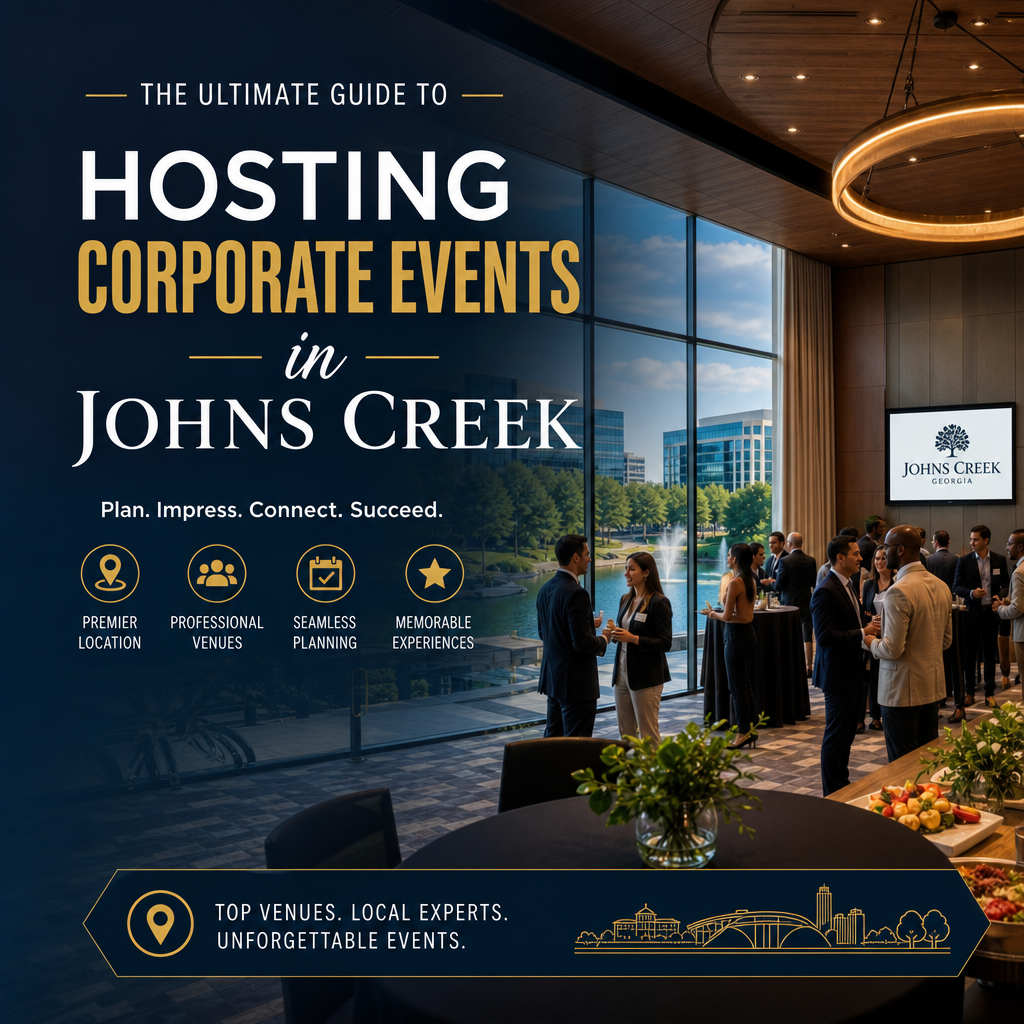 Corporate event planning guide with premier Johns Creek venues and professional hosts.